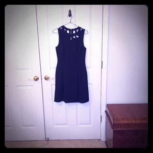 Eliza J Black Dress w/ a Lattice Neckline